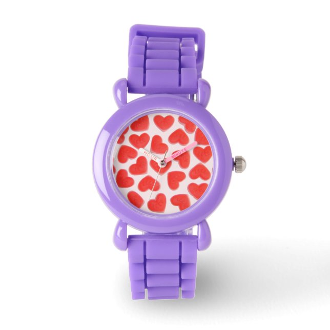 Sweet Hearts Pink print watch (Front)