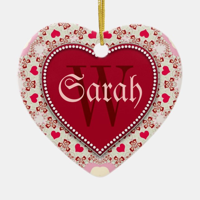 Sweet Hearts Red Name Door Signs Ornament (Front)