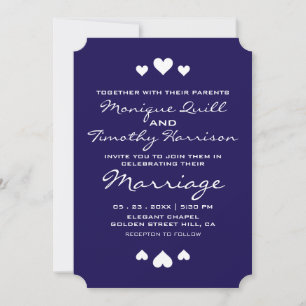 Sweet Hearts Royal Blue Wedding Invitation