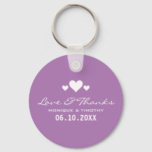 Sweet Hearts Soft Purple Wedding Thank You Key Ring