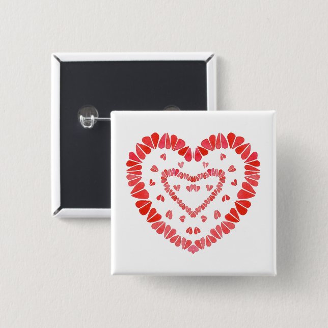 SWEET HEARTS Square Pin Button (Front & Back)