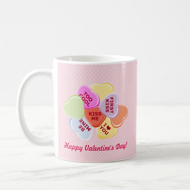 Sweet Hearts Valentines Candy Coffee Mug (Left)