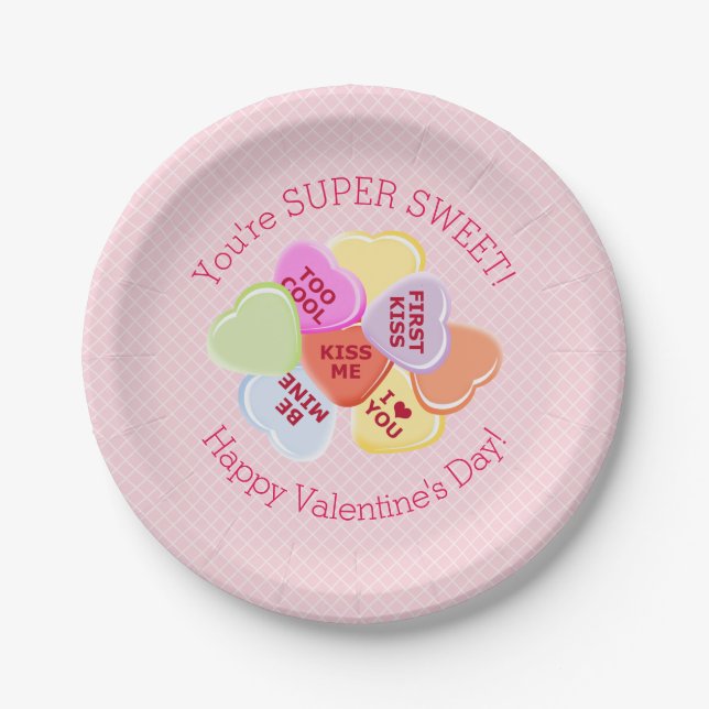 Sweet Hearts Valentines Candy Paper Plate (Front)