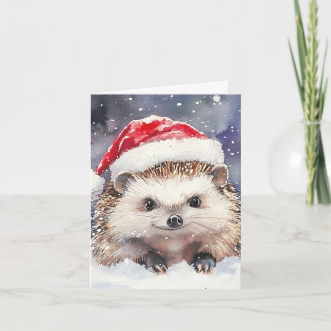 Sweet Hedgehog Folded Holiday Card (Front)