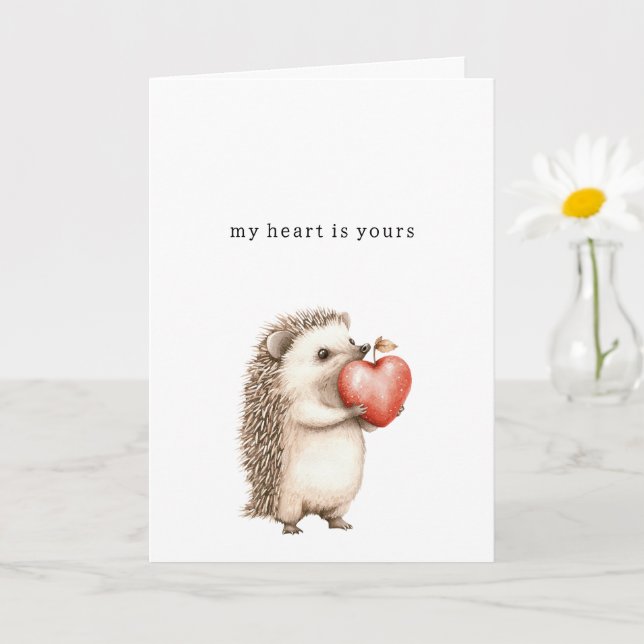 Sweet Hedgehog Heart Love Card (Small Plant)