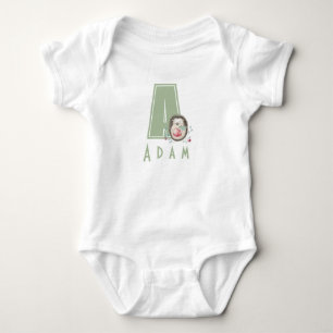 Sweet hedgehog Personalised Letter A Baby Bodysuit