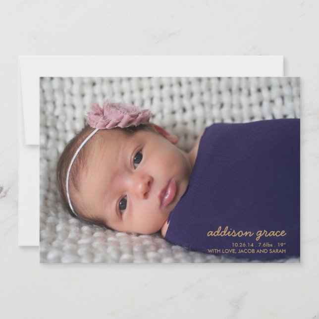 SWEET HELLO Birth Announcement // Faux Gold Foil (Front)