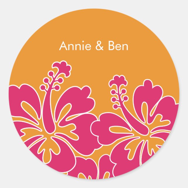Sweet Hibiscus Wedding Envelope Seals (Front)
