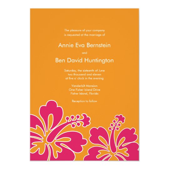 Sweet Hibiscus Wedding Invitation Card