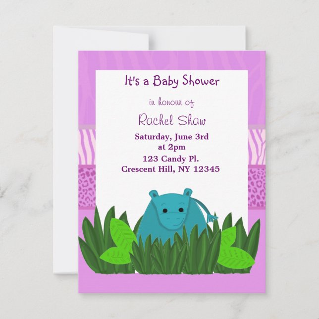 Sweet  Hippo Baby Shower Invitation (Front)
