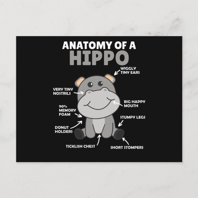 Sweet Hippo Statement Anatomy Of a Hippo Postcard (Front)