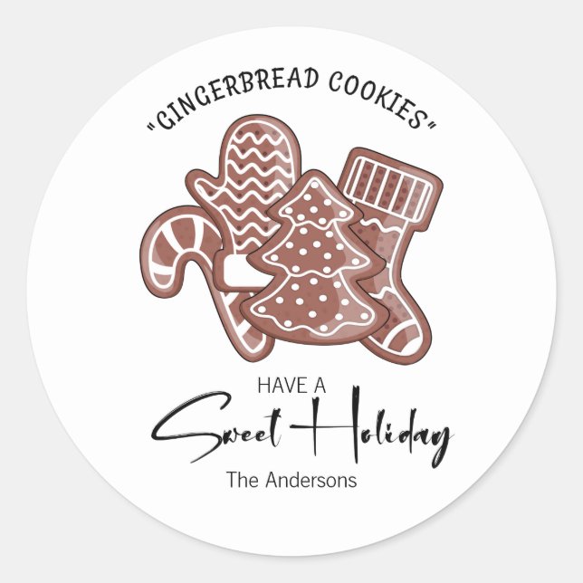 Sweet Holiday Gingerbread Holiday Classic Round Sticker (Front)