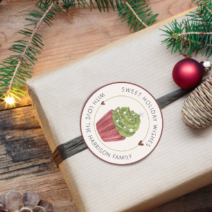 Sweet Holiday Wishes Cupcake Personalised Classic Round Sticker