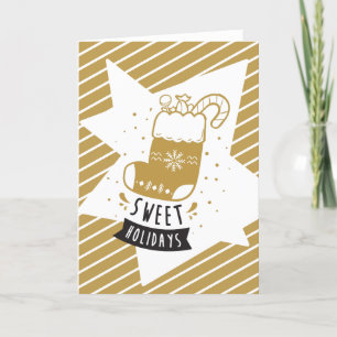 Sweet Holidays Christmas Stocking Stripe Geometric Holiday Card