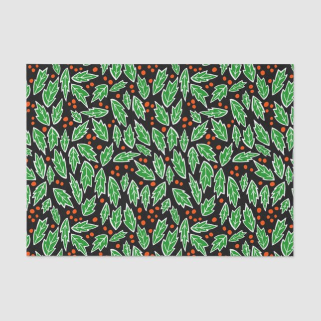 Sweet Holly Christmas Holiday Xmas Pattern Tissue Paper (Front)