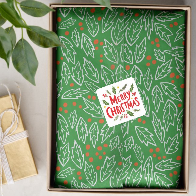 Sweet Holly Christmas Holiday Xmas Pattern Tissue Paper (Sweet Holly Christmas Holiday Xmas Hand-drawn botanical Pattern Tissue Paper
)