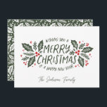 Sweet Holly Greenery Christmas Festive Holiday Card<br><div class="desc">This festive and chic holiday photo card features original hand-drawn winter foliage with sweet styled typography in a red and evergreen.</div>