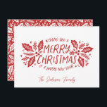 Sweet Holly Greenery Christmas Red Holiday Card<br><div class="desc">This festive and chic holiday photo card features original hand-drawn winter foliage with sweet styled typography in red.</div>