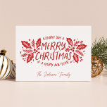 Sweet Holly Greenery Christmas Red Holiday Card<br><div class="desc">This festive and chic holiday photo card features original hand-drawn winter foliage with sweet styled typography in red.</div>