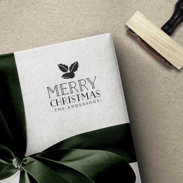Sweet Holly | Merry Christmas Personalised Rubber Stamp (Creator Uploaded)