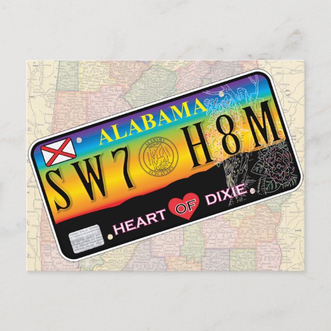 Sweet Home Alabama Postcard (Map Series) (Front)