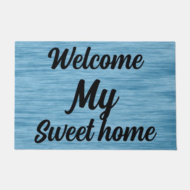 Sweet Home Blue Doormat | Welcome outdoor mat (Front)