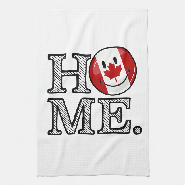 Sweet Home Canada Smiling Canadian Flag Tea Towel (Vertical)
