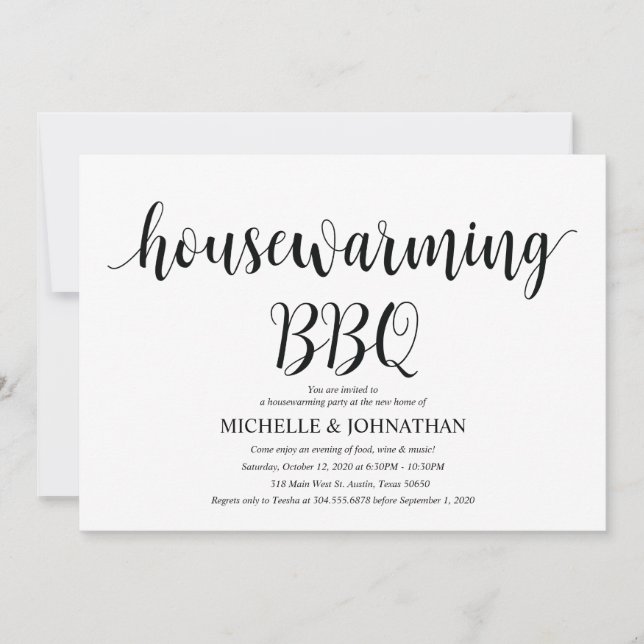 Sweet home Housewarming BBQ party invitation cards (Front)