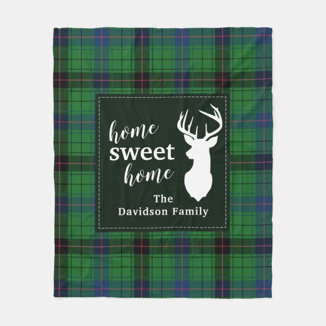 Sweet Home Tartan Clan Davidson Personalised Plaid Fleece Blanket (Front)