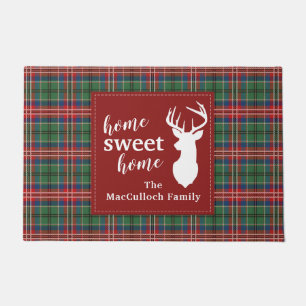 Sweet Home Tartan MacCulloch Personalised Plaid Doormat