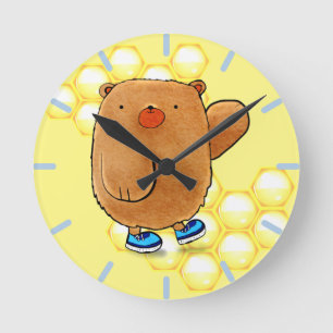 Sweet Honey Bear Round Clock
