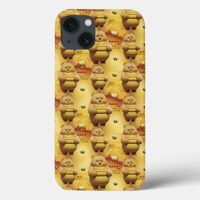 Sweet Honey Bears and Bees 3D Seamless Pattern Case-Mate iPhone Case (Back)