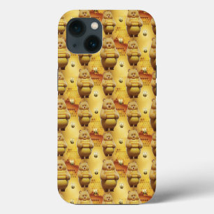 Sweet Honey Bears and Bees 3D Seamless Pattern iPhone 13 Case