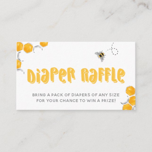 Sweet Honey Bee Baby Shower Diaper Raffle Card (Front)