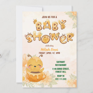Sweet Honey Bee Baby Shower Invitation