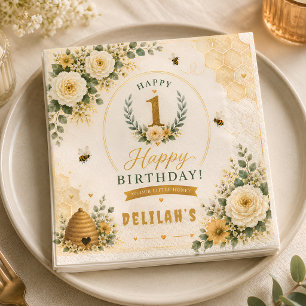 Sweet Honey Bee Birthday Napkin