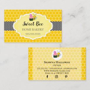 Sweet Honey Bee Cupcake Bakery Business Card