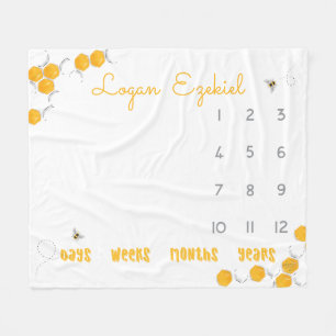 Sweet Honey Bee Gender Neutral Baby Milestone Fleece Blanket