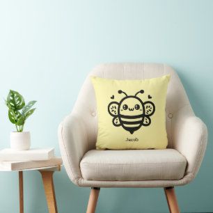 Sweet Honey Bee - Kawaii Nursery Line Art Cushion