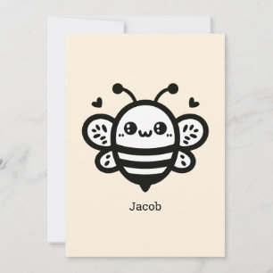 Sweet Honey Bee - Kawaii Nursery Line Art Invitation