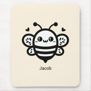 Sweet Honey Bee - Kawaii Nursery Line Art Mouse Mat