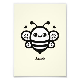 Sweet Honey Bee - Kawaii Nursery Line Art Photo Print