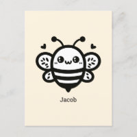 Sweet Honey Bee - Kawaii Nursery Line Art