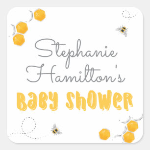 Sweet Honey Bee Neutral Baby Shower Thank You Square Sticker