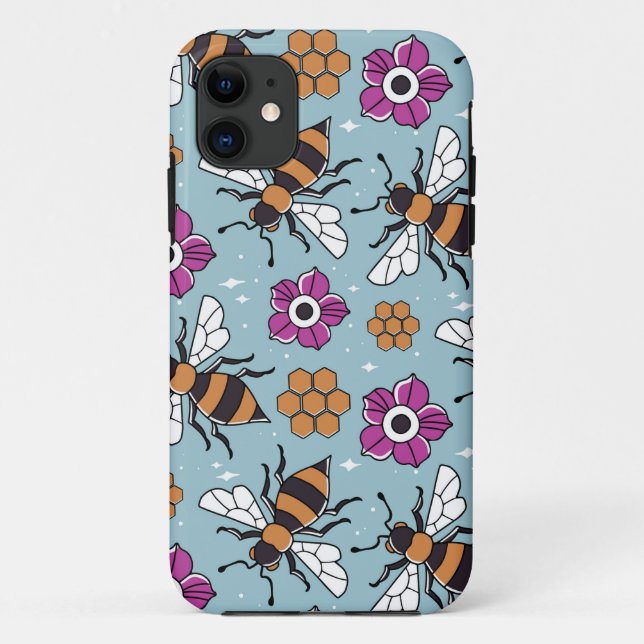 Sweet Honey Bees Pattern Case-Mate iPhone Case (Back)