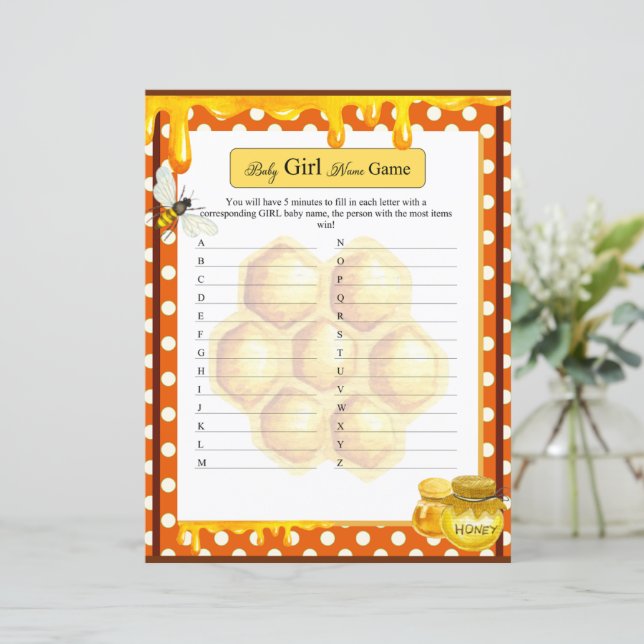 Sweet Honeybee Baby Girl Name Game (Standing Front)