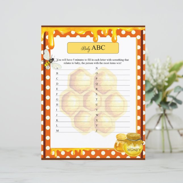 Sweet Honeybee Baby Shower ABC Game (Standing Front)