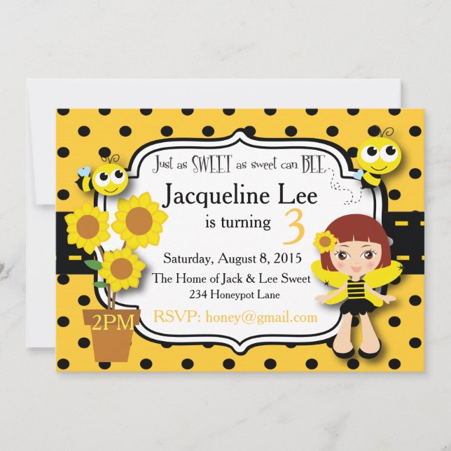 Sweet Honeybee Invitation (Front)