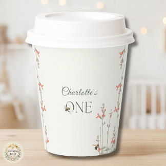Sweet Honeybee Wildflower Girls First Birthday Paper Cups