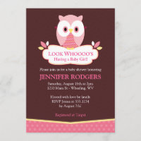 Sweet Hoot Owl Baby Shower Invitations - Pink